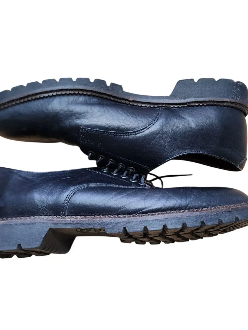 H.S. Trask Gallatin 1002 Black Bison Leather Plain Toe Derby Shoes 10.5